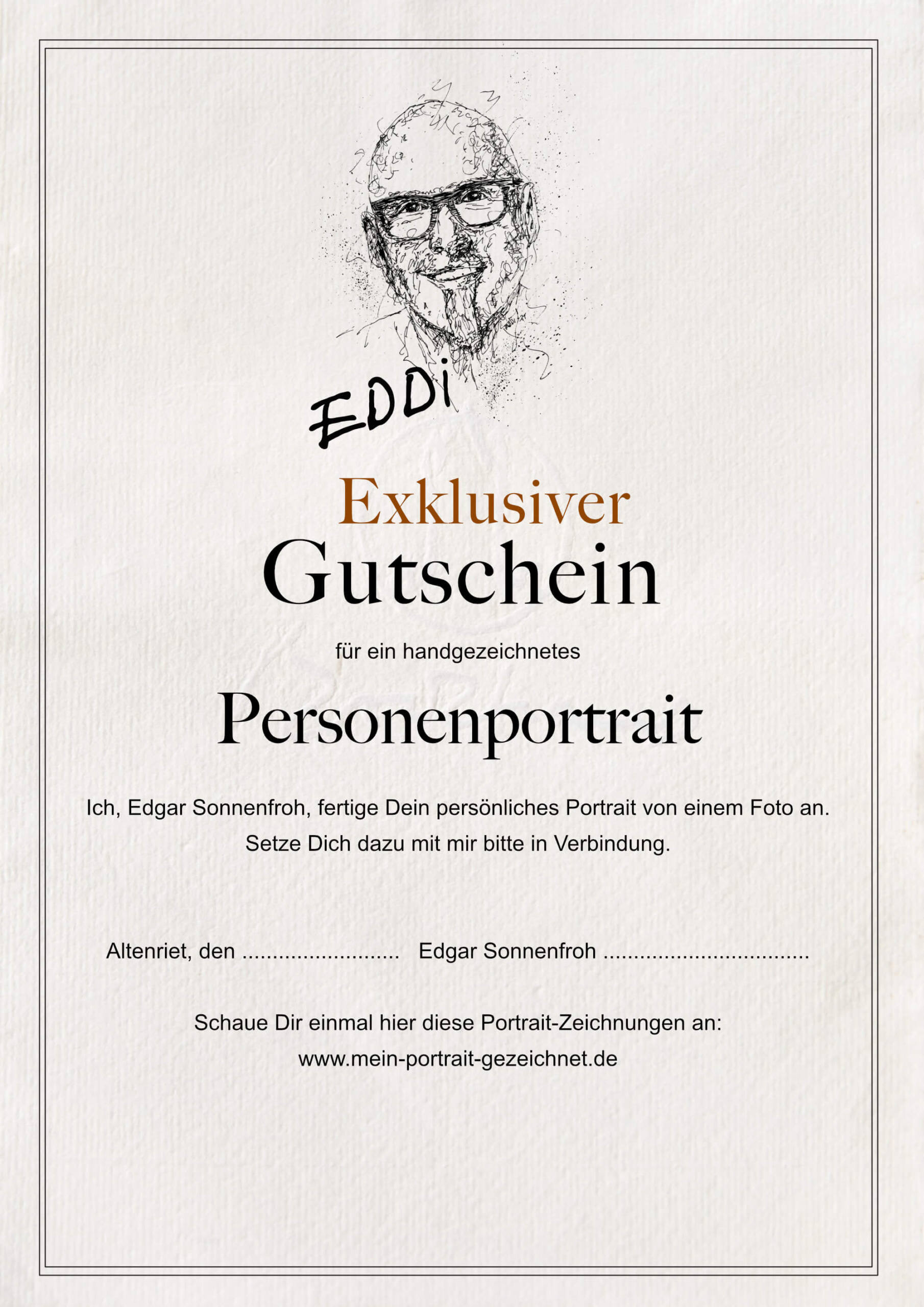 Gutschein_Portrait Gutschein Mein Porträt gezeichnet